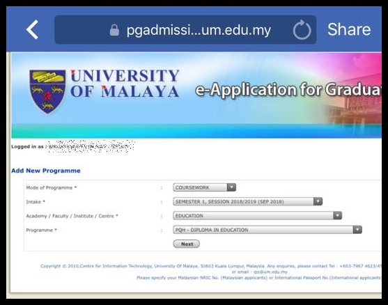 Program DPLI 2018 Universiti Malaya (UM) Kini Dibuka 