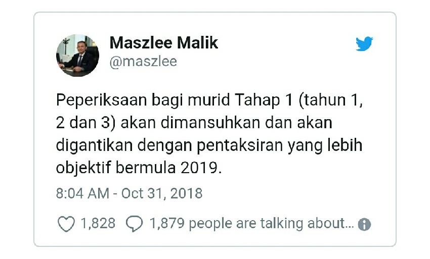 Peperiksaan Tahun 1, 2 dan 3 di Mansuhkan Mulai 2019 2 Peperiksaan Tahun 1, 2 dan 3 di Mansuhkan Mulai 2019