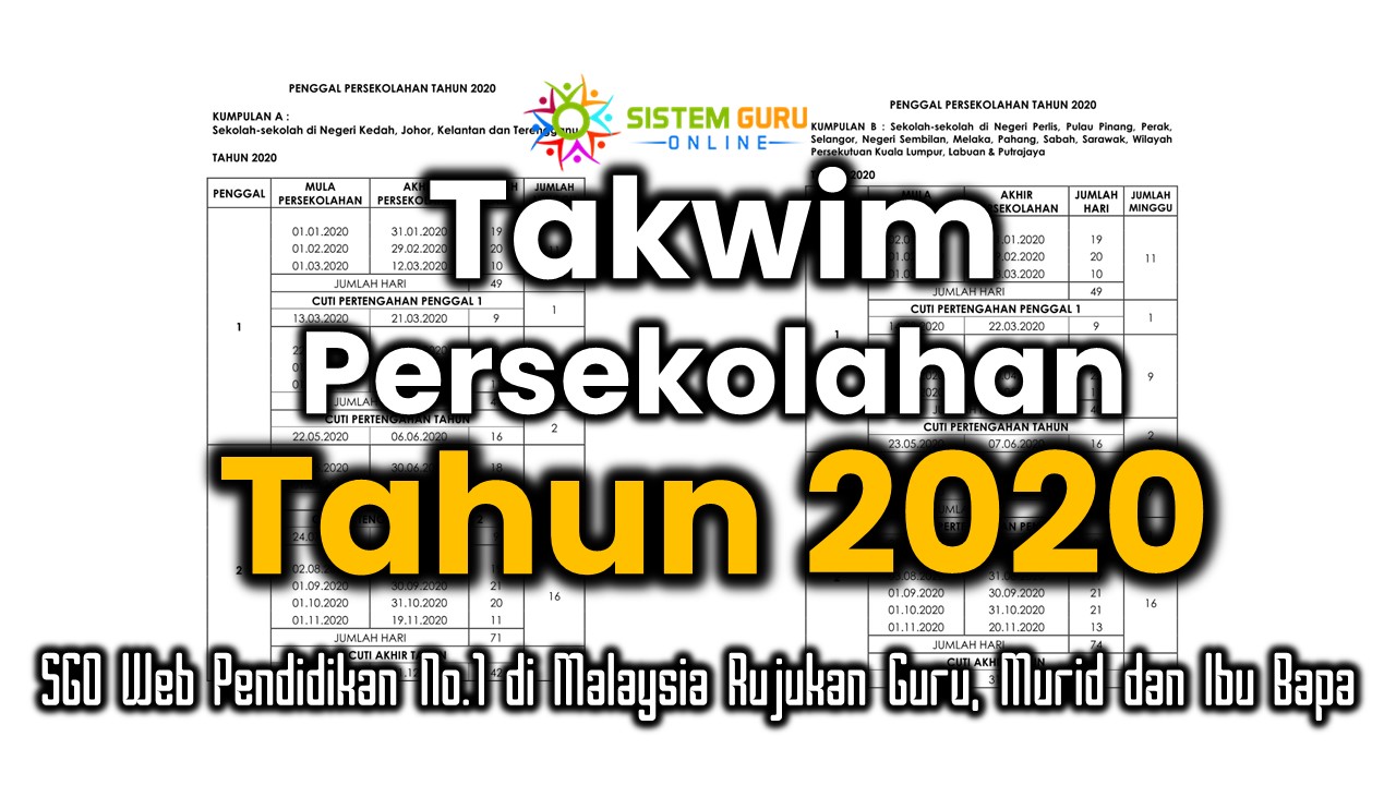 Takwim Persekolahan Tahun 2020