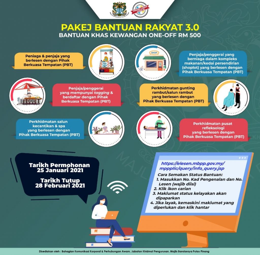 OFFICIAL PAKEJ BANTUAN RAKYAT PULAU PINANG : RM500 ONE OFF , MOHON SEKARANG 4 PAKEJ BANTUAN RAKYAT PULAU PINANG