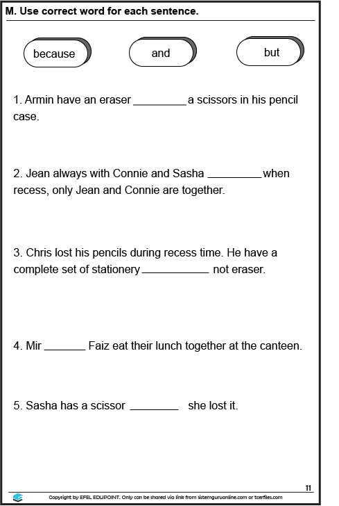 Latihan Bahasa Inggeris Tahun 1= Tema: At School, Muka Surat 11&12