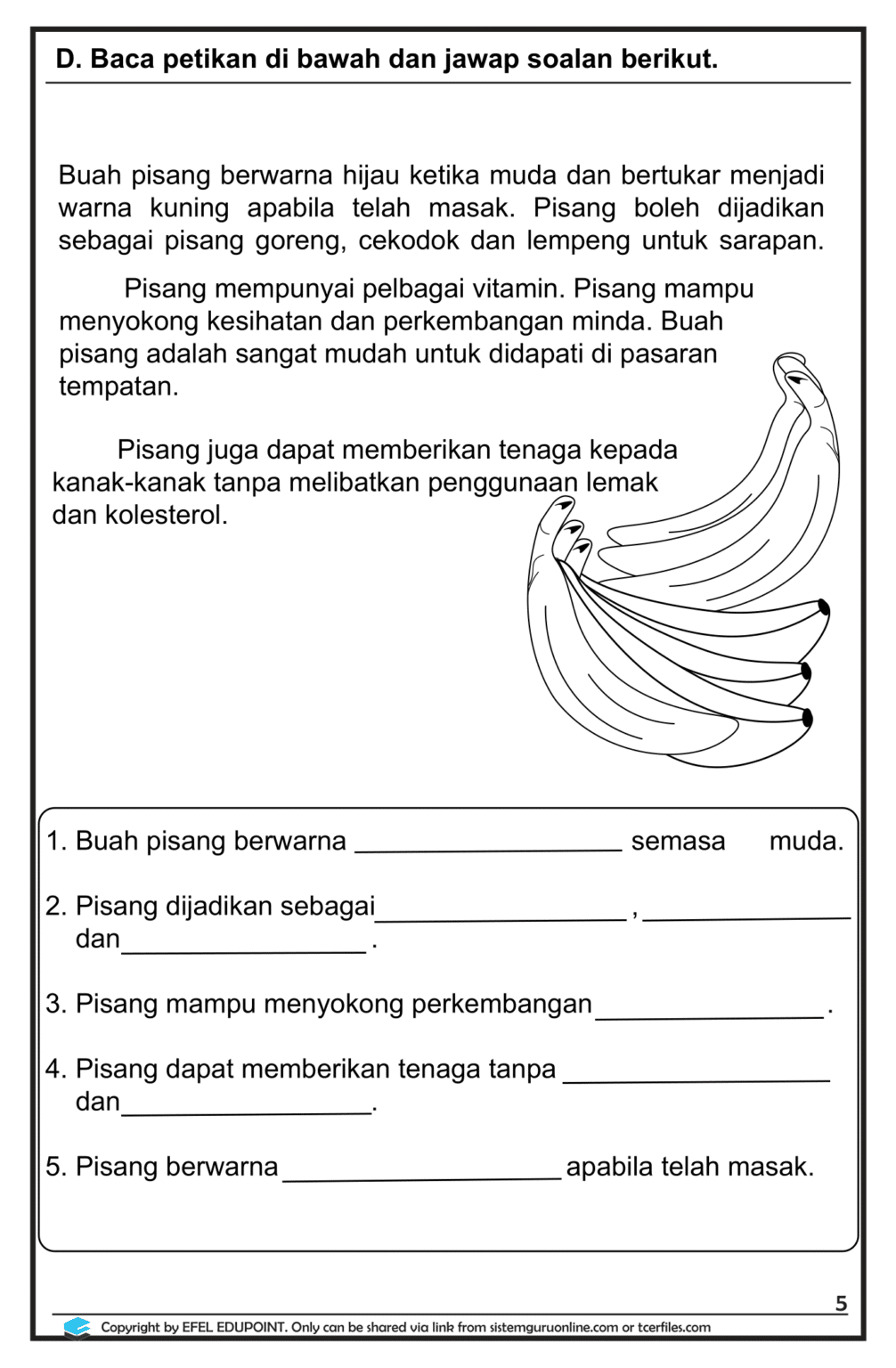 Latihan Bahasa Melayu Tahun 1= Unit Kebersihan dan Kesihatan, Muka