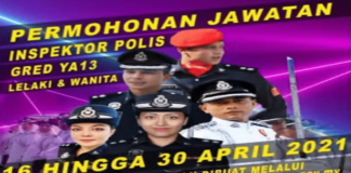 Permohonan Inspektor Polis Gred YA13 Lelaki dan Wanita