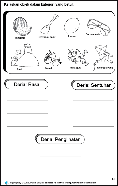 Latihan Sains Tahun 1 = Unit Deria Manusia, Muka Surat 13&14