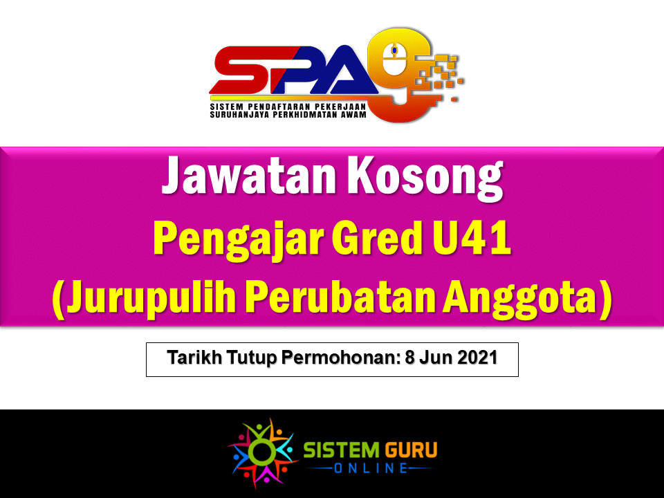 Jawatan Kosong Pengajar Gred U41 (Jurupulih Perubatan Anggota)