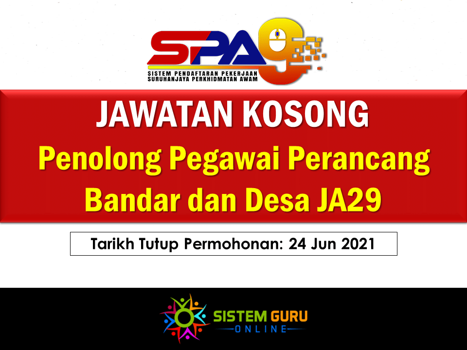 Jawatan Kosong Penolong Pegawai Perancang Bandar dan Desa JA29