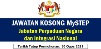 Jawatan Kosong MySTEP Jabatan Perpaduan Negara dan Integrasi Nasional