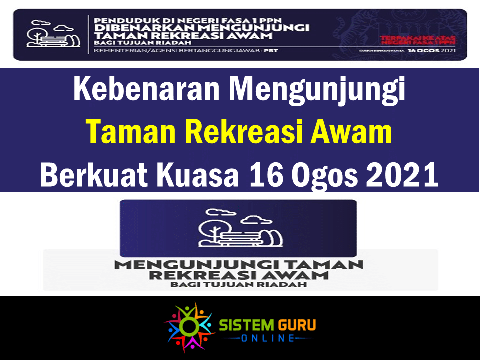 Kebenaran Mengunjungi Taman Rekreasi Awam Berkuat Kuasa 16 Ogos 2021