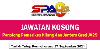 Official Jawatan Kosong Penolong Pemeriksa Kilang dan Jentera Gred JA29 Jawatan Kosong Penolong Pemeriksa Kilang dan Jentera Gred JA29