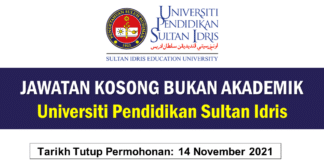 Jawatan Kosong Bukan Akademik Universiti Pendidikan Sultan Idris Effective November 2021 Jawatan Kosong Bukan Akademik Universiti Pendidikan Sultan Idris