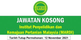 Jawatan Kosong Institut Penyelidikan dan Kemajuan Pertanian Malaysia (MARDI)