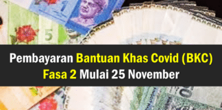 Pembayaran Bantuan Khas Covid (BKC) Fasa 2 Mulai 25 November