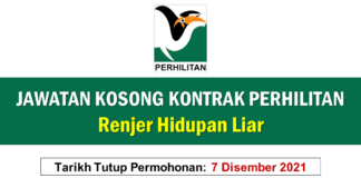 Jawatan Kosong Kontrak PERHILITAN Renjer Hidupan Liar 2021 Jawatan Kosong Kontrak PERHILITAN Renjer Hidupan Liar