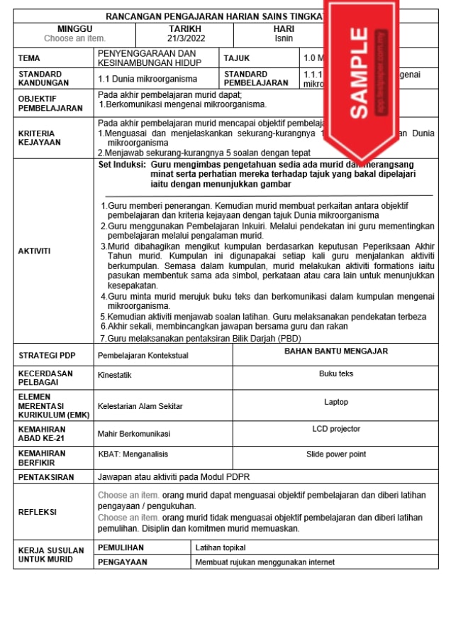 Download RPH 2022 Subjek Sains Tingkatan 5 5 sampleTP437 02