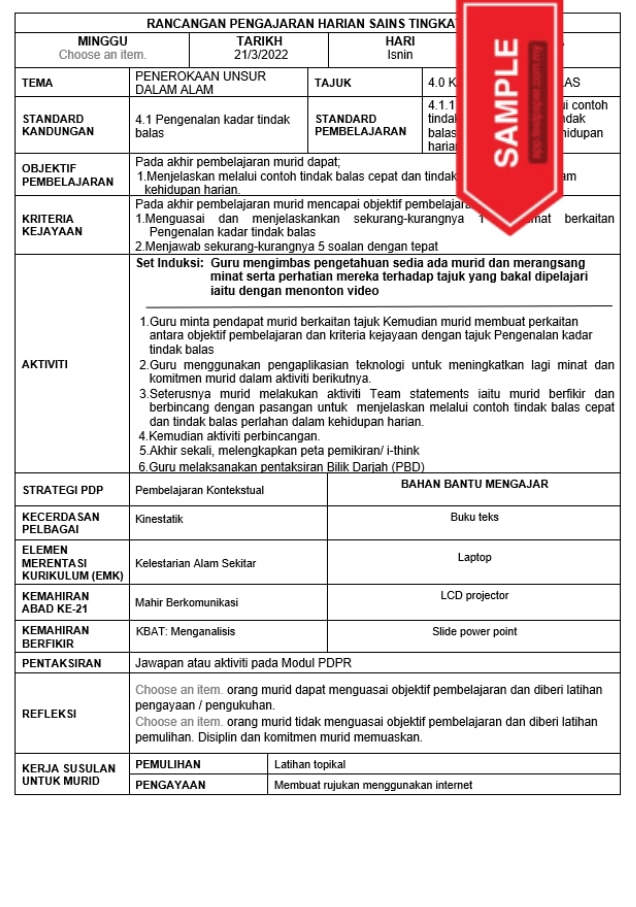 Download RPH 2022 Subjek Sains Tingkatan 5 4 sampleTP437 03