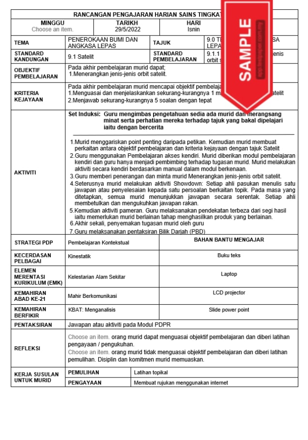 Download RPH 2022 Subjek Sains Tingkatan 5 2 sampleTP437 05