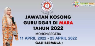 JAWATAN KOSONG Guru DG41 MARA TAHUN 2022 jawatan kosong gurudg41
