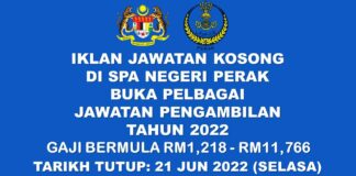 SPA Negeri Perak Darul Ridzuan Buka Pelbagai Jawatan Effective Sebelum 21 Jun 2022