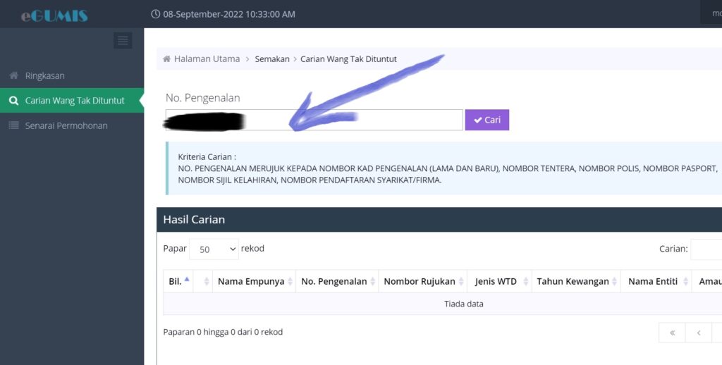 Semak Wang Tidak di Tuntut Anda Sehingga September 2022 3 semak wang tidak di tuntut