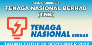 Jawatan Kosong di Tenaga Nasional Berhad (TNB) Effective Sehingga 20 September 2022