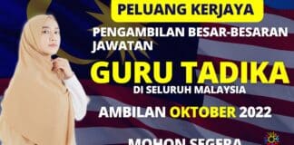 Jawatan Guru Tadika/Taska Seluruh Malaysia Effective Oktober 2022