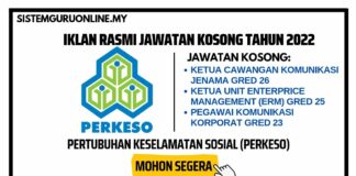 Jawatan Kosong di PERKESO Effective Bulan November dan Disember 2022 Jawatan Kosong Di PERKESO Bulan November Dan Disember