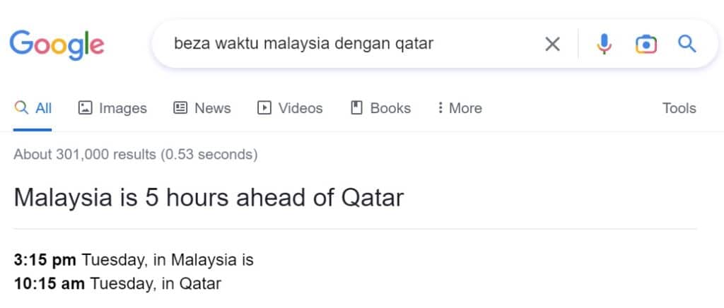 Malaysia awal 5 jam dari qatar