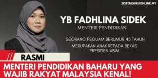 Biodata menteri pendidikan yb fadhlina sidek