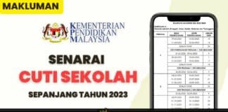 Senarai Cuti Sekolah Sepanjang Tahun 2023