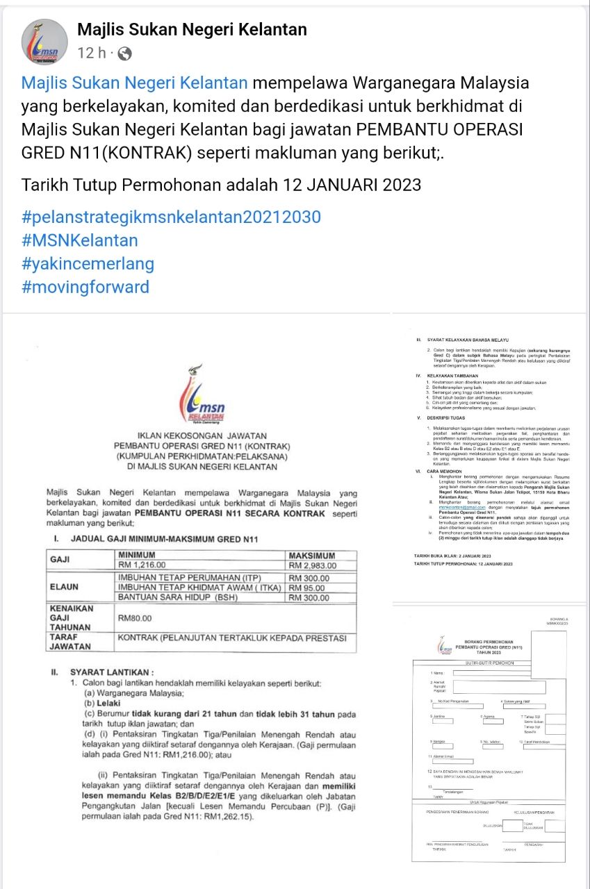 Official Jawatan Kosong Majlis Sukan Negeri Kelantan (MSN) Effective Januari 2023 2 IMG 20230102 231010 570