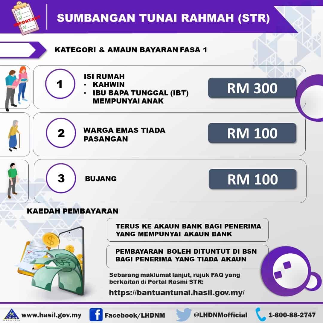 Cara Mudah Semak Status Pembayaran STR Fasa 1-Kategori Bujang 2 bantuan tunai rahmah