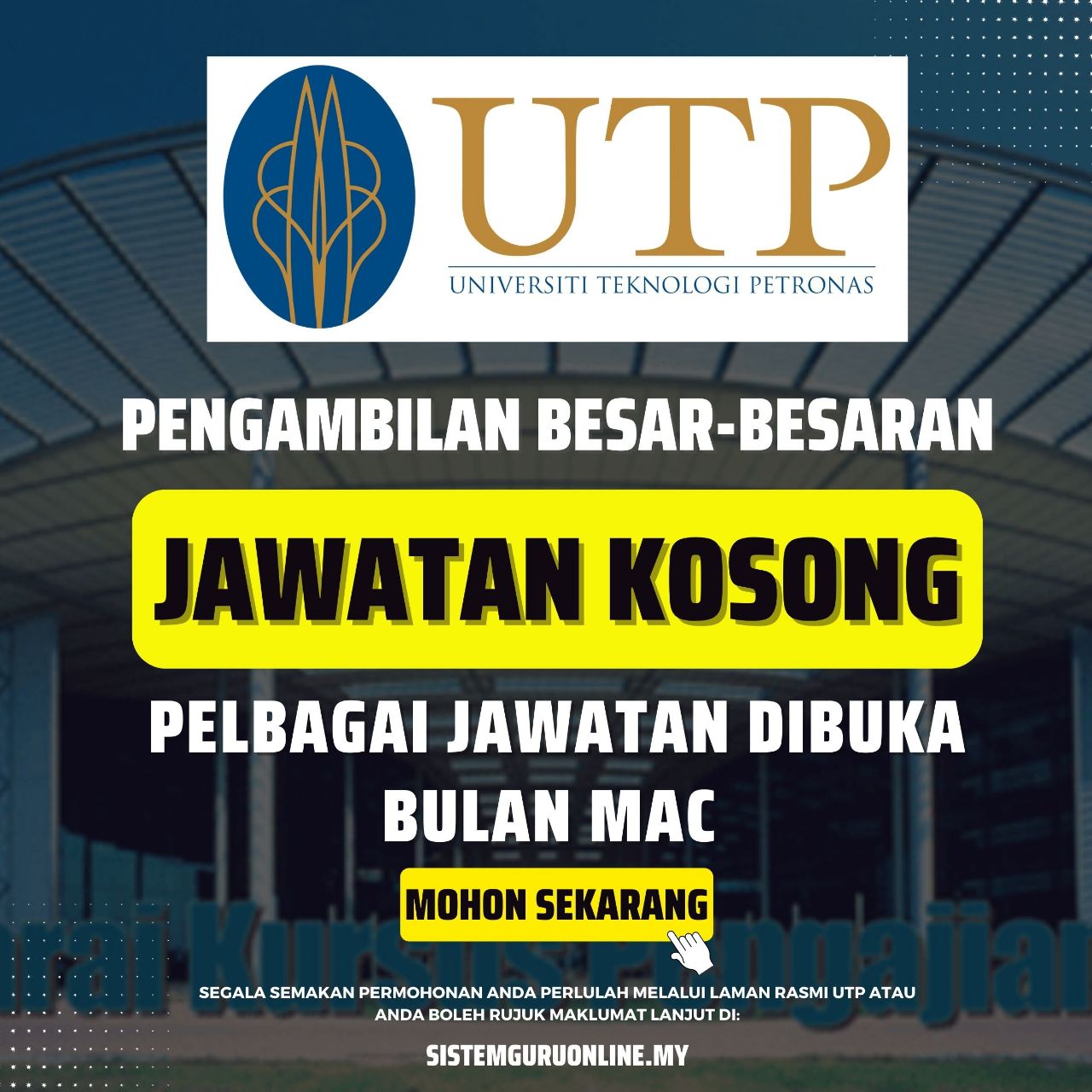Jawatan Kosong Universiti Teknologi Petronas (UTP) Mac 2023 1 Jawatan Kosong Universiti Teknologi Petronas