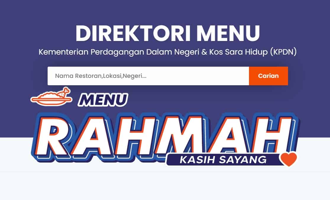 Senarai Lokasi Menu Rahmah Seluruh Malaysia – KPDN