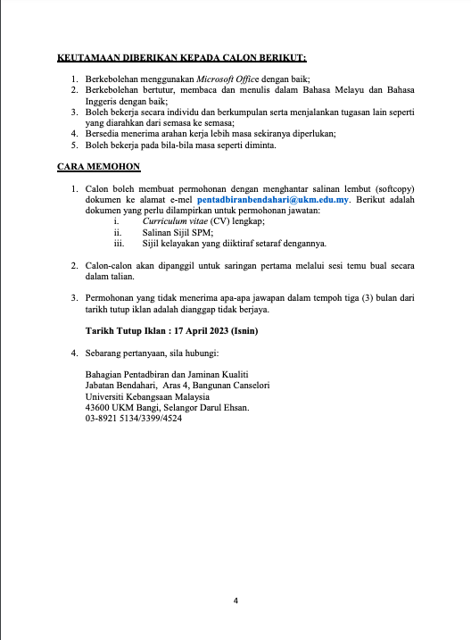 Jawatan Kosong Universiti Kebangsaan Malaysia (UKM) Tawaran Pelbagai Jawatan 2023 5 Screenshot 2023 04 04 at 9.47.26 AM