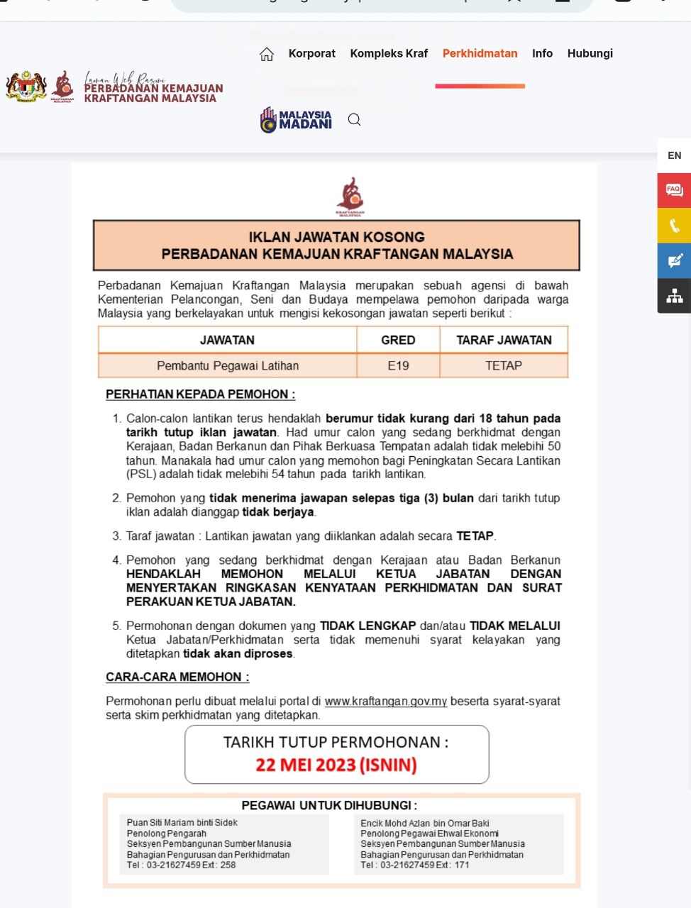 Jawatan Kosong Di Perbadanan Kraftangan Malaysia Mei 2023 3 IMG 20230522 064945 747