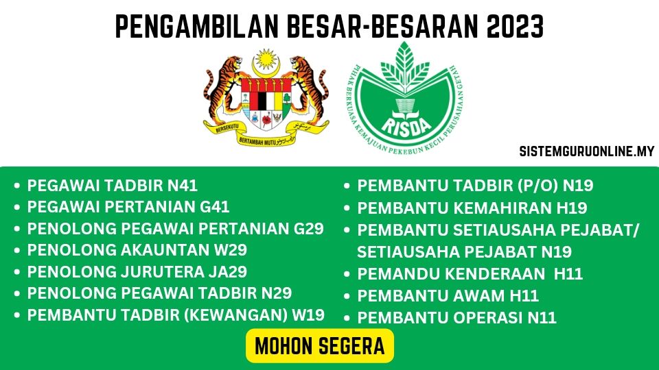 Official Pengambilan Besar-Besaran RISDA Tahun 2023 : Permohonan Kini Dibuka 1 Pengambilan Besar-Besaran RISDA Tahun 2023 ~ Permohonan Kini Dibuka