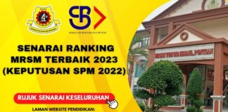 Senarai Ranking MRSM Terbaik 2023 (Keputusan SPM 2022) Senarai Ranking MRSM Terbaik 2023 (Keputusan SPM 2022)