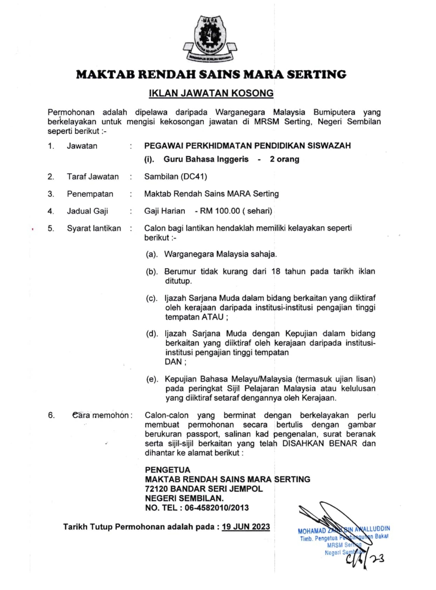Pengambilan Segera Jawatan Kosong Guru Tahun 2023 Kini Dibuka 2 Screenshot 2023 06 07 23 38 41 541 edit com.android.chrome