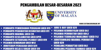 Pengambilan Besar-Besaran Universiti Malaya Tahun 2023 ~ Permohonan Kini Dibuka