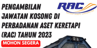 Pengambilan Jawatan Kosong Perbadanan Aset Keretapi (RAC) Jun 2023 Pengambilan Jawatan Kosong Perbadanan Aset Keretapi (RAC) Jun 2023