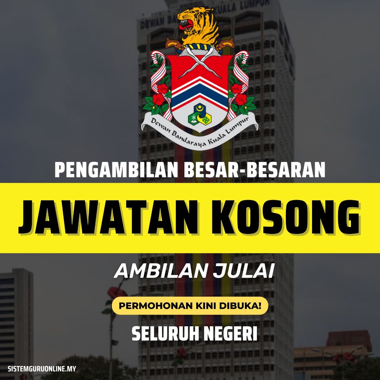 Pengambilan Besar-besaran Jawatan Kosong DBKL 2023 1 Jawatan kosong DBKL