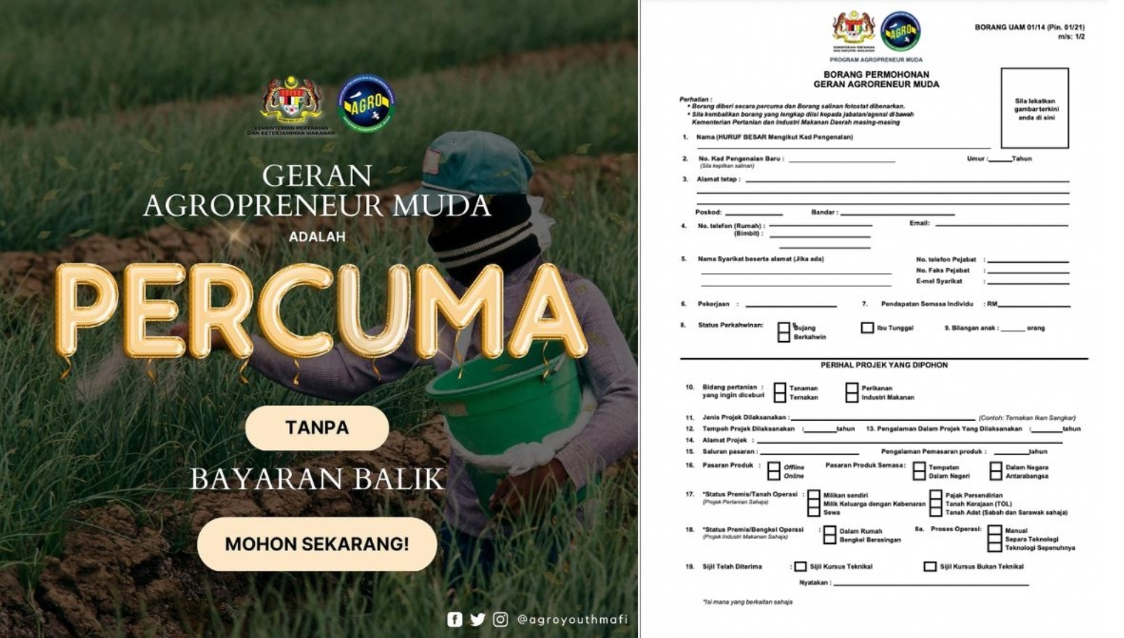 Geran Agropreneur Muda : Jenis Bantuan, Syarat-Syarat & Cara Memohon