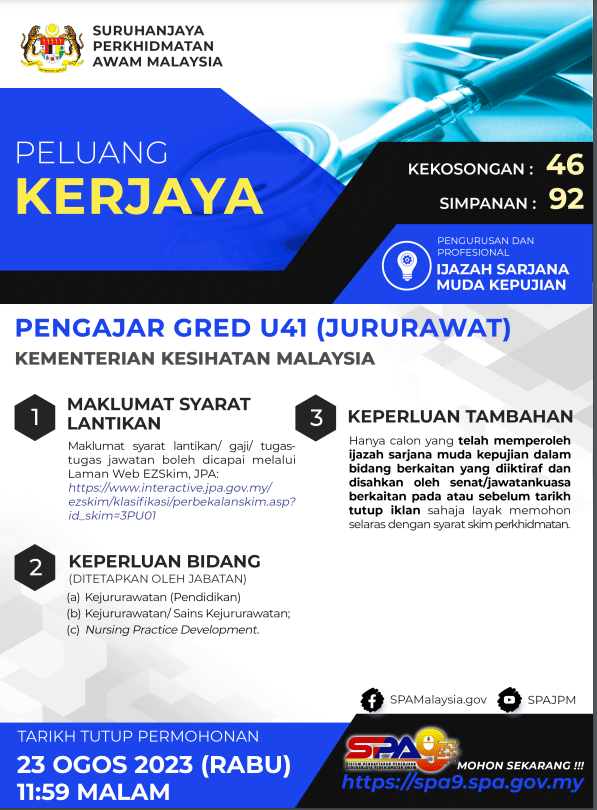 Kekosongan 138 Jawatan Jururawat Dibuka Ambilan Bulan Ogos 2023 2 IKLAN SPA9 PG KKM PengajarGredU41Jururawat.pdf Google Chrome 8 20 2023 11 09 39 AM