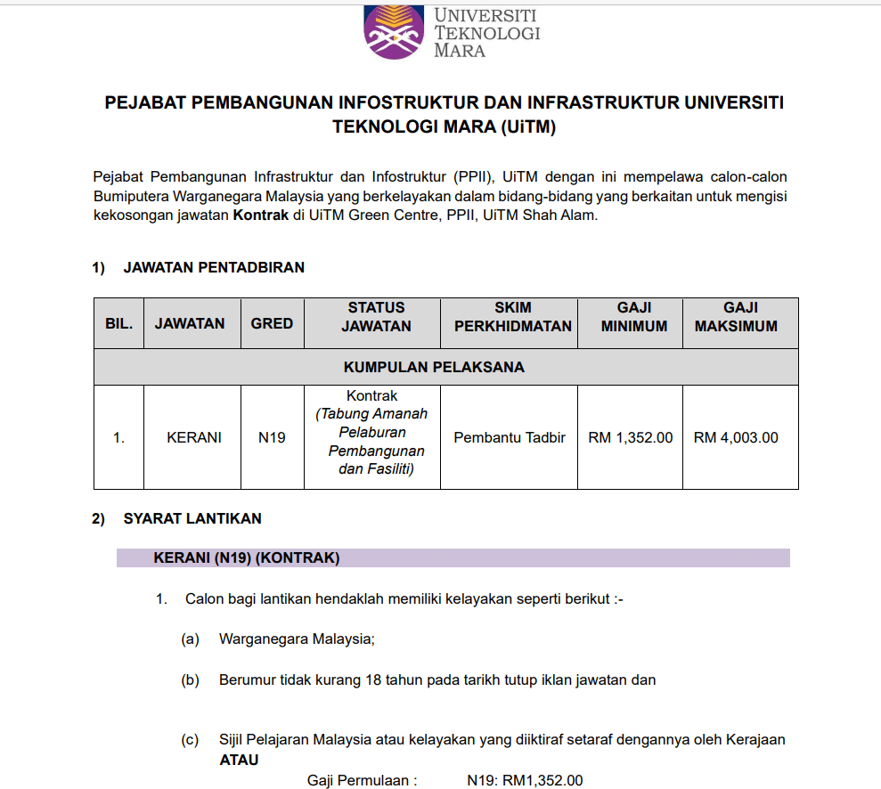 Pengambilan Jawatan Kerani Di UITM Bagi Bulan Ogos 2023 2 Screenshot 8 14 2023 9 19 02 AM