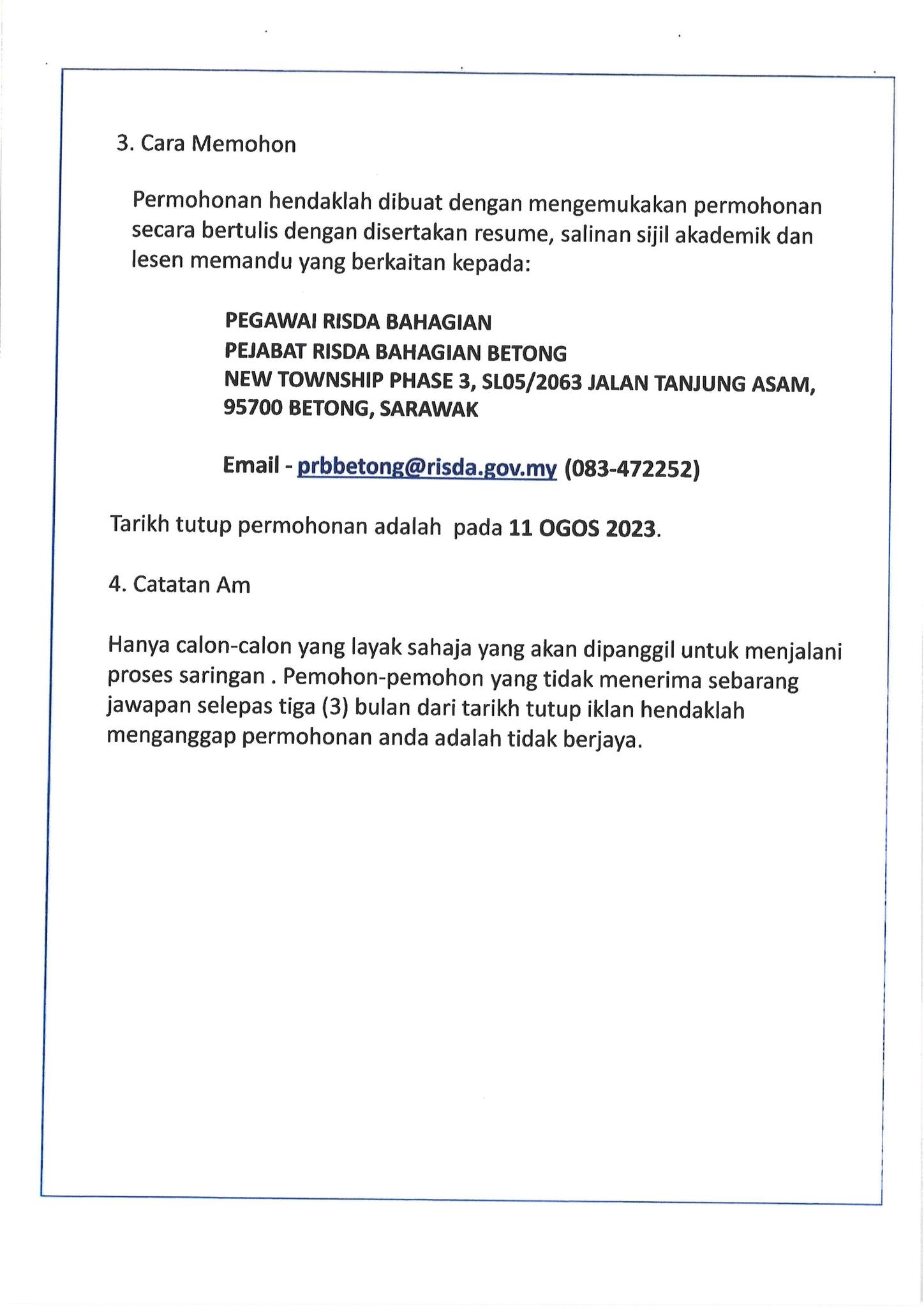 Permohonan Jawatan Kosong RISDA Ambilan Ogos 2023 3 risda 2