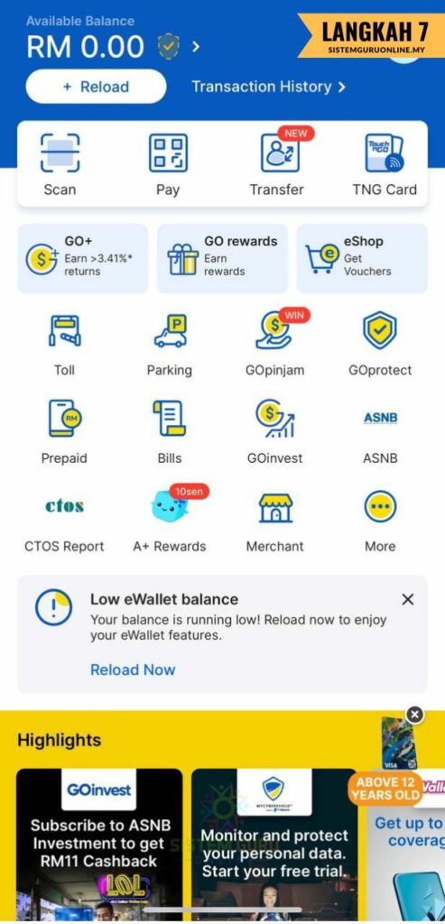 Daftar Akaun Touch N GO eWallet 7