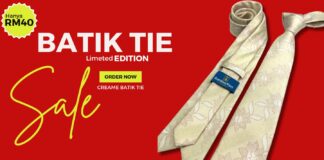 Zairil Batik Tie, Cream Batik Tie, Batik Necktie, Cream Batik Necktie, Tie Batik, neckties Malaysia, Tie Batik Cream