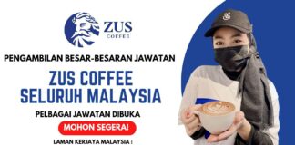 Kerja Full Time dan Kerja Part Time Zus Coffee Seluruh Cawangan di Malaysia 2023 Kerja Part Time Zus Coffee
