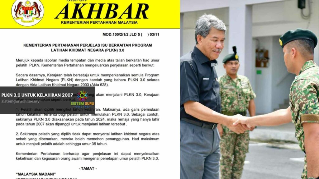 PLKN 3.0 Untuk Kelahiran 2007 Bermula Tahun Hadapan 1 PLKN 3.0 Untuk Kelahiran 2007
