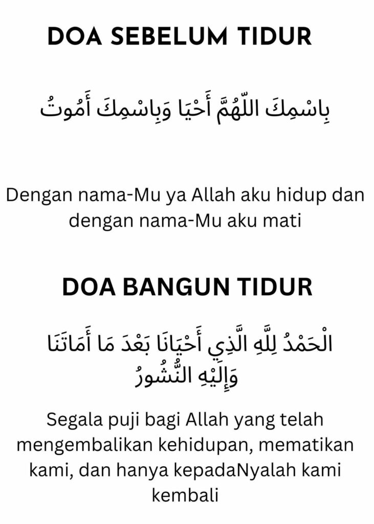 doa sebelum tidur dan setelah bangun tidur